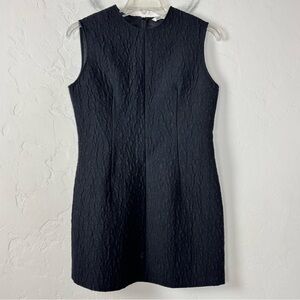 Zara Dress Solid Black‎ Knit Crew Neck Sleeveless Textured Zip Back Cotton Work